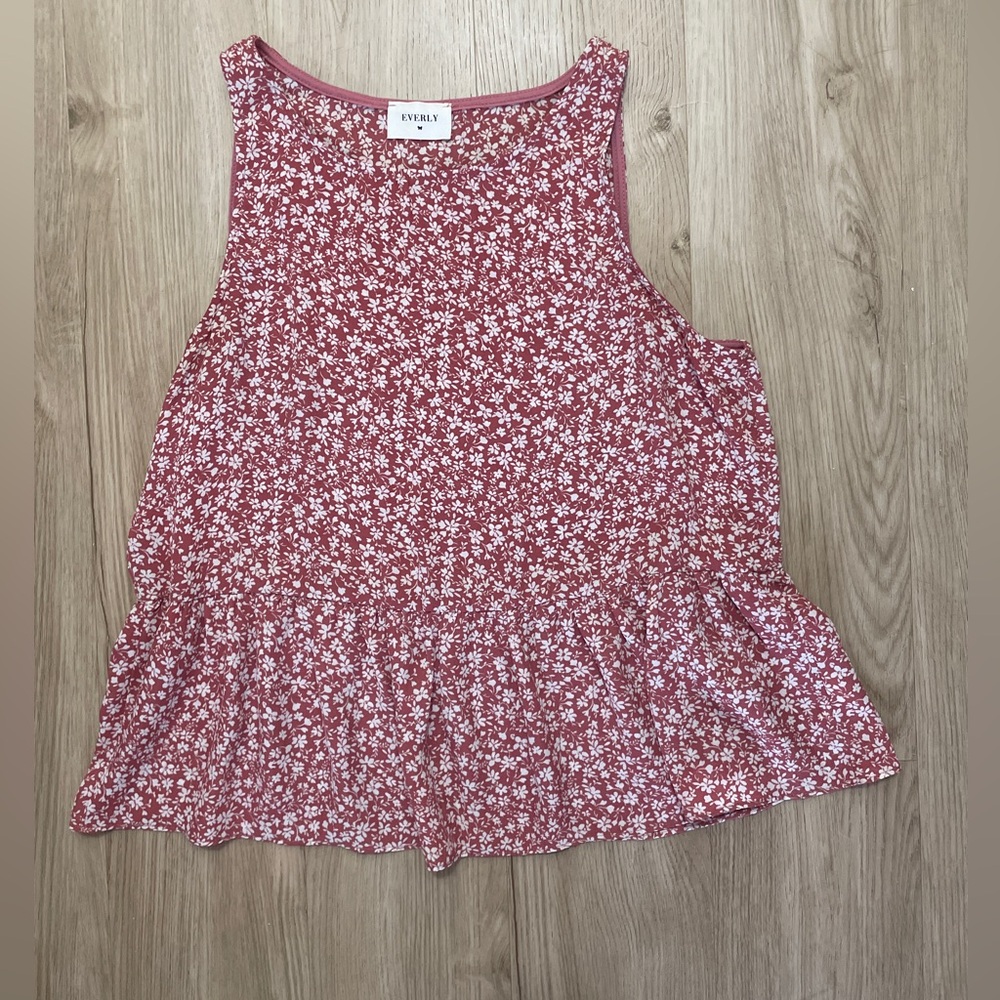 Pink flowy work blouse, size S